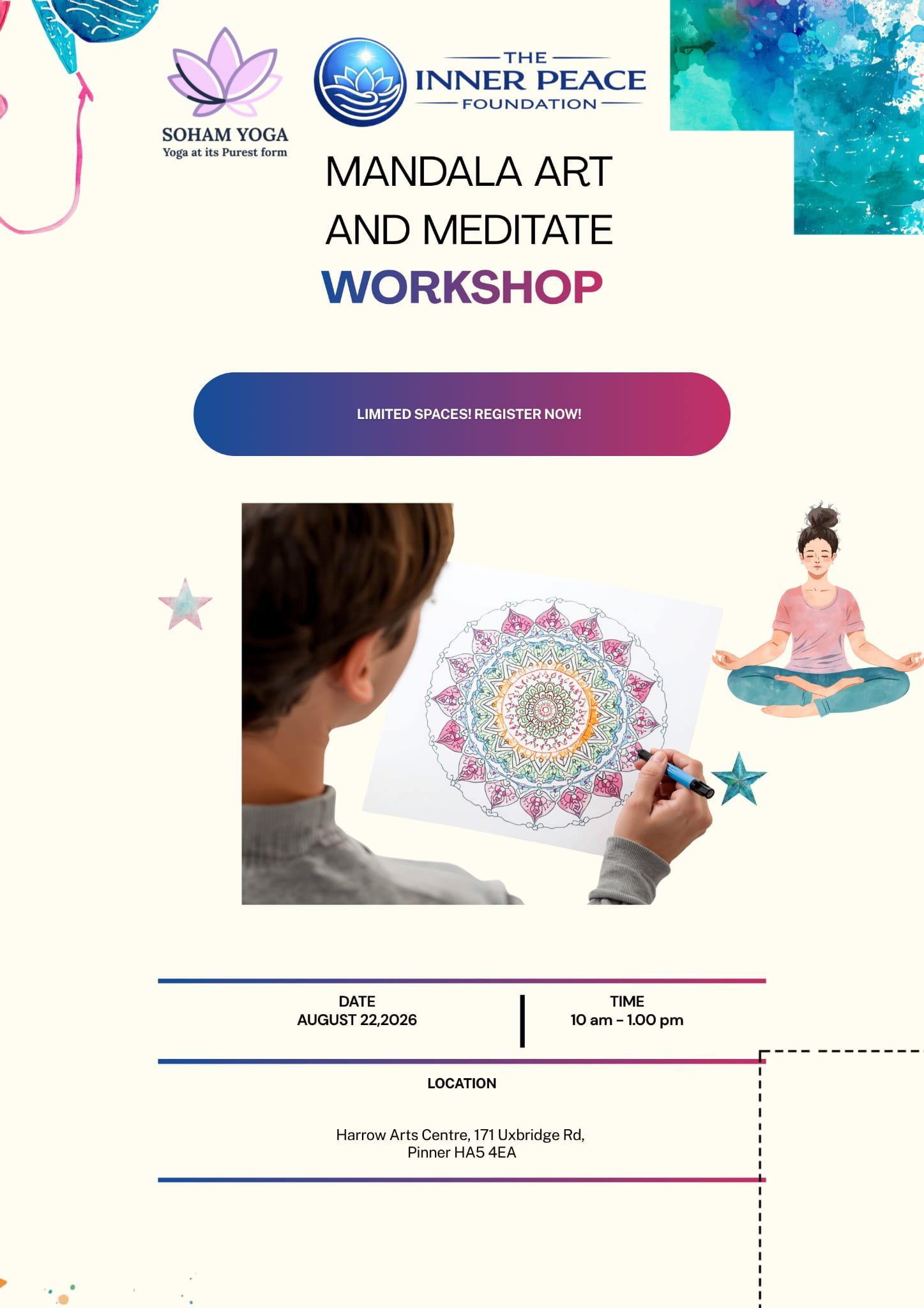 Participant colouring a mandala artwork